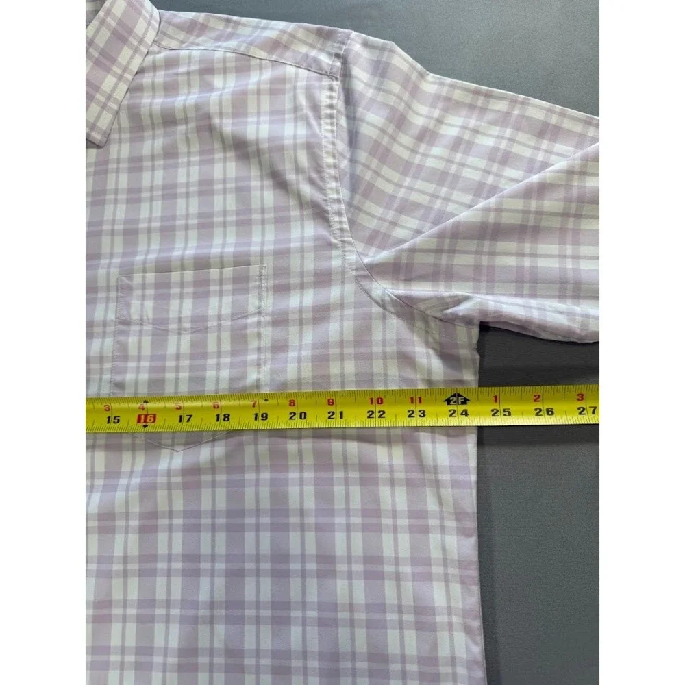 Untuckit Shirt Men XL Purple Plaid Button Up‎ Long Sleeve Pocket Lightweight - Picture 8 of 16